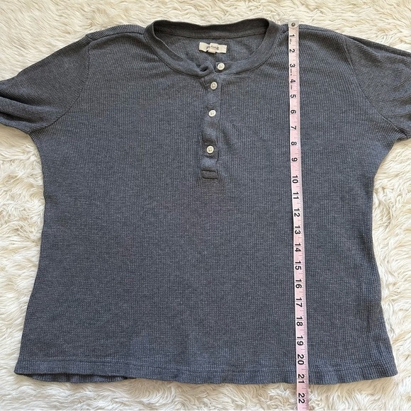 Madewell Top Heathered Thermal Henley Tee Long Sleeve Gray M - Picture 10 of 11